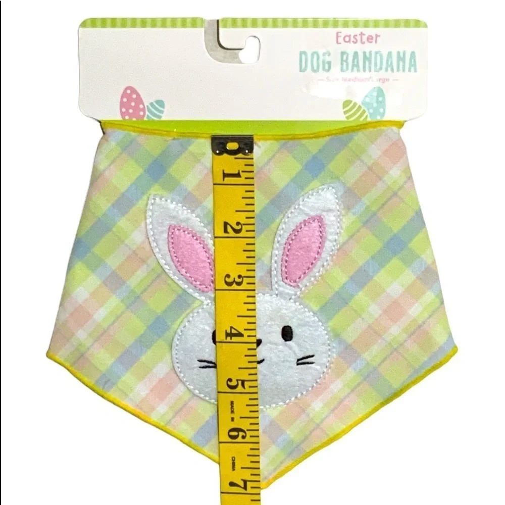 Easter Dog Bandanna Bunny Rabbit Spring Colors Plaid Multicolor Medium to Large